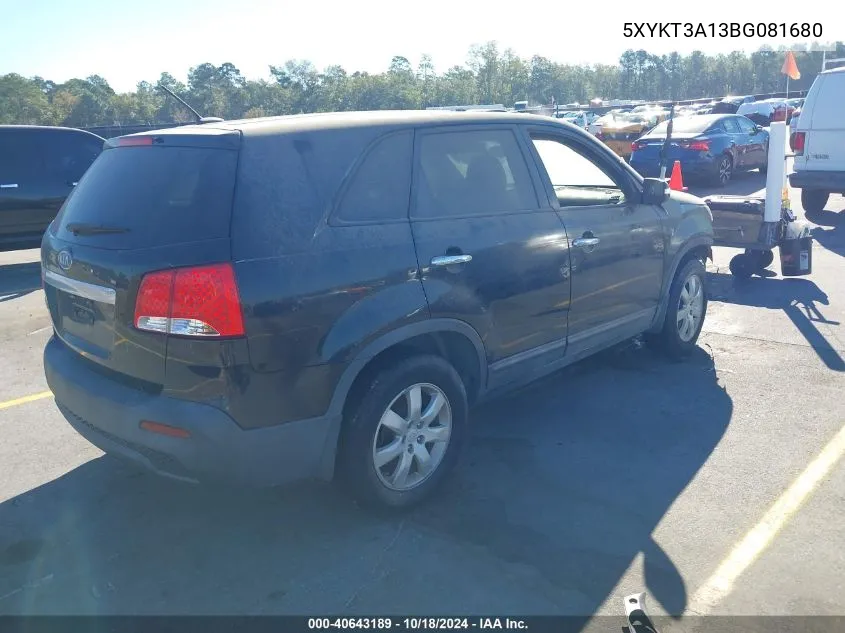 2011 Kia Sorento Lx VIN: 5XYKT3A13BG081680 Lot: 40643189