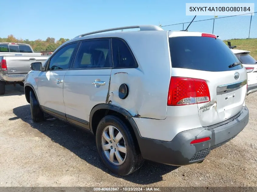 2011 Kia Sorento Lx VIN: 5XYKT4A10BG080184 Lot: 40653947