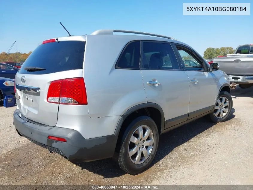 2011 Kia Sorento Lx VIN: 5XYKT4A10BG080184 Lot: 40653947