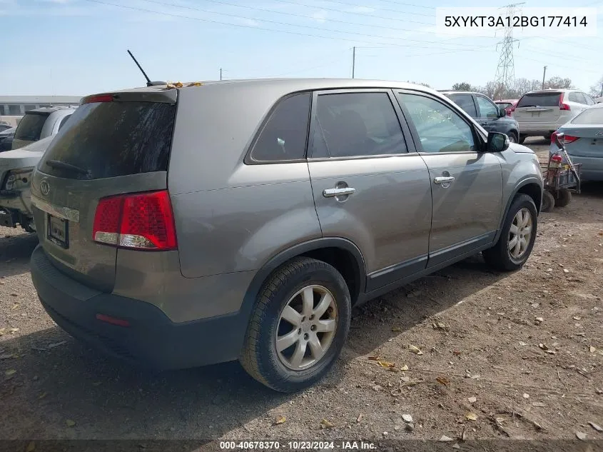 2011 Kia Sorento Lx VIN: 5XYKT3A12BG177414 Lot: 40678370