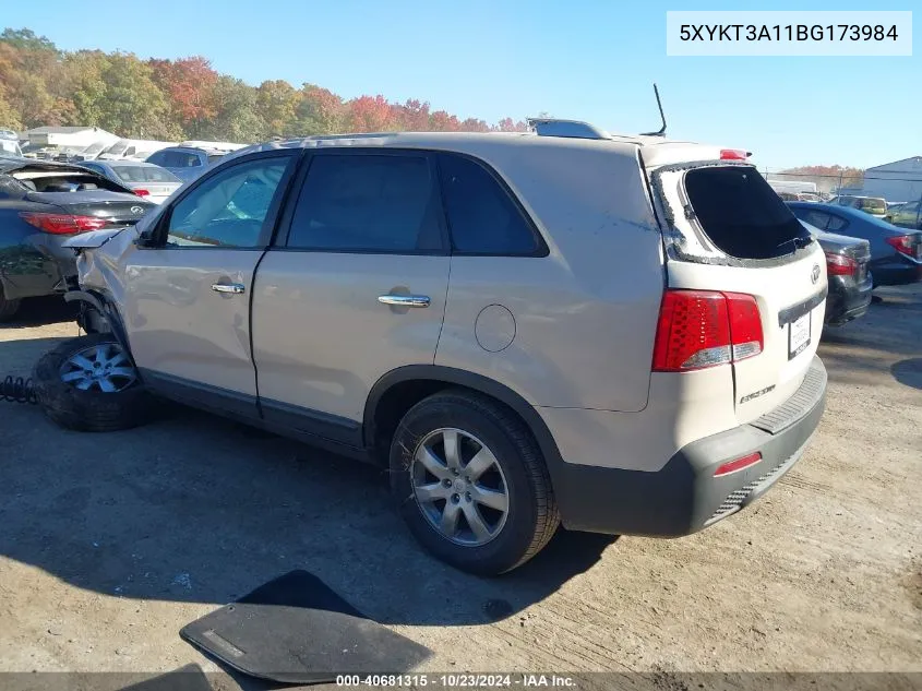 2011 Kia Sorento Lx VIN: 5XYKT3A11BG173984 Lot: 40681315