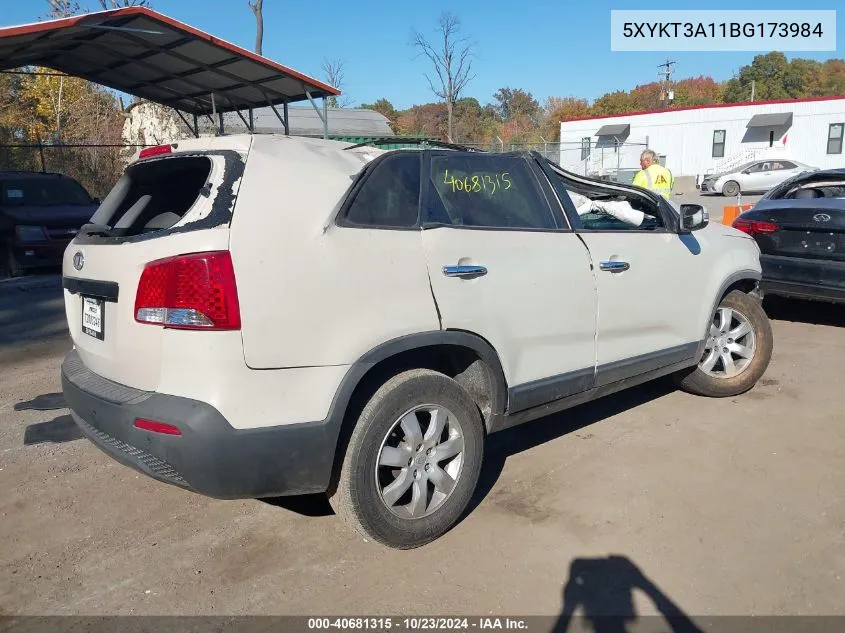 2011 Kia Sorento Lx VIN: 5XYKT3A11BG173984 Lot: 40681315