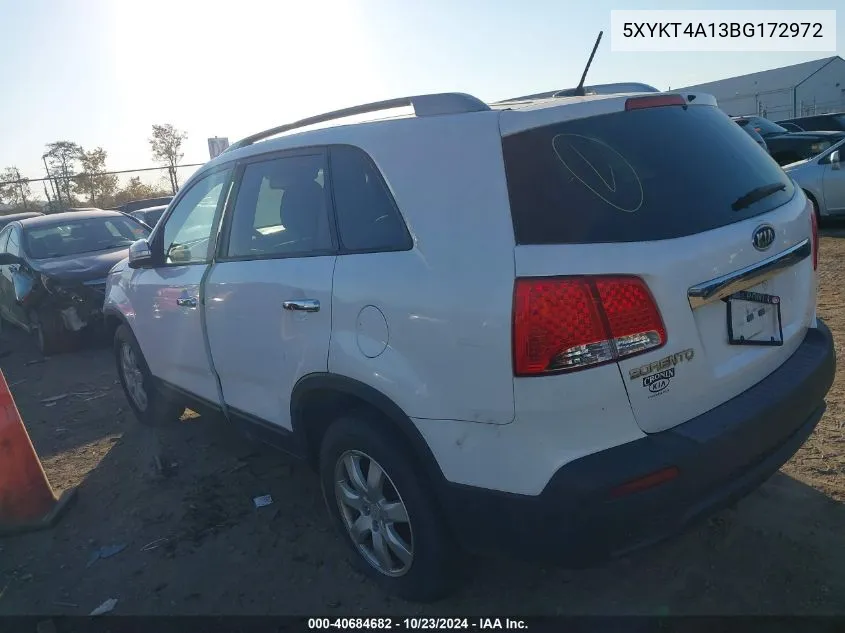 2011 Kia Sorento Lx VIN: 5XYKT4A13BG172972 Lot: 40684682