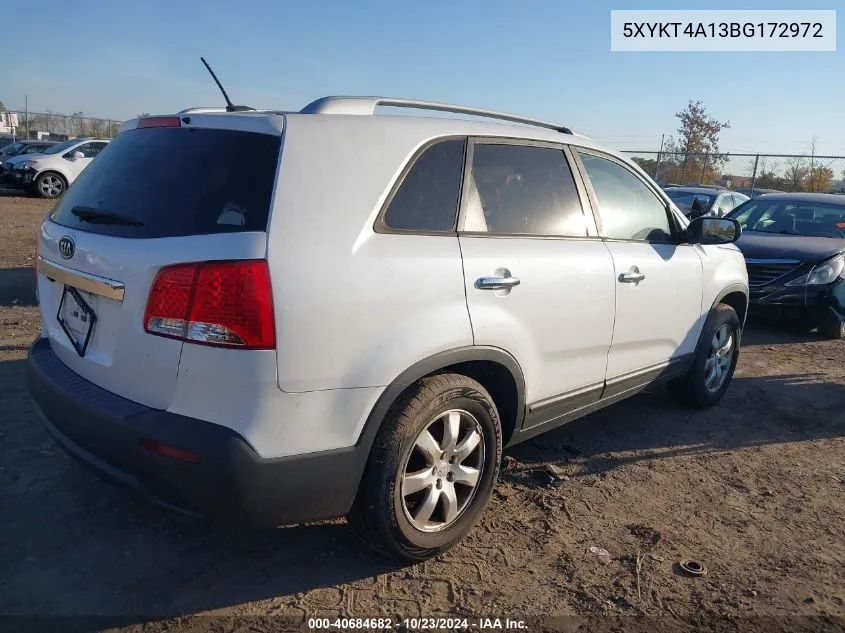 2011 Kia Sorento Lx VIN: 5XYKT4A13BG172972 Lot: 40684682