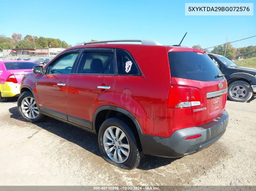 2011 Kia Sorento Lx V6 VIN: 5XYKTDA29BG072576 Lot: 40710998