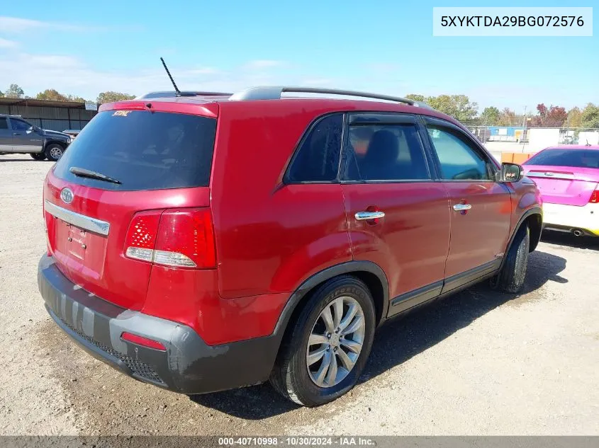 2011 Kia Sorento Lx V6 VIN: 5XYKTDA29BG072576 Lot: 40710998