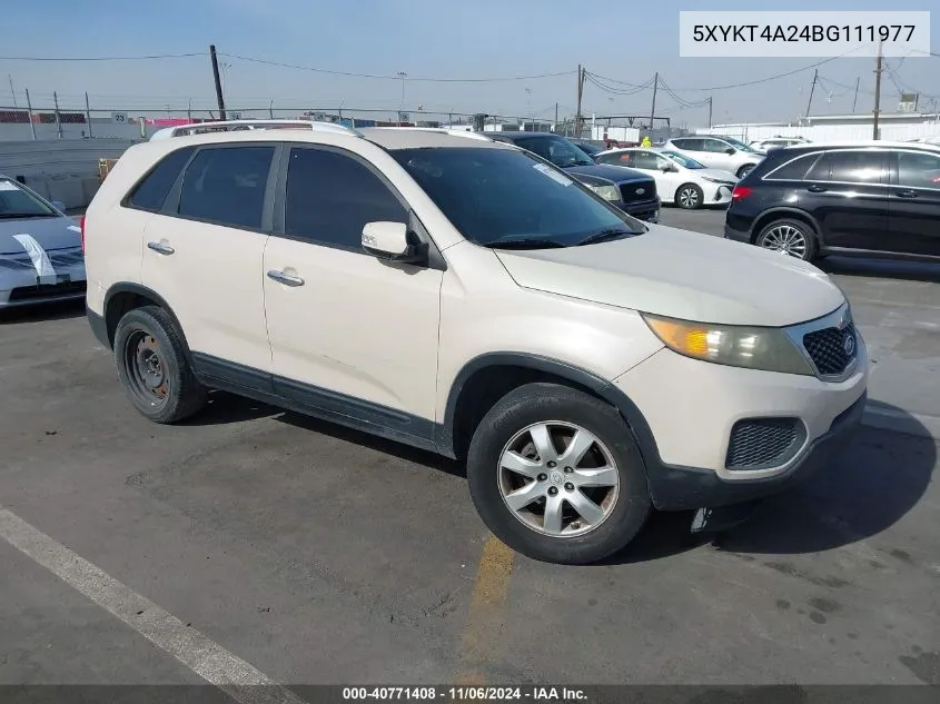 2011 Kia Sorento Lx V6 VIN: 5XYKT4A24BG111977 Lot: 40771408