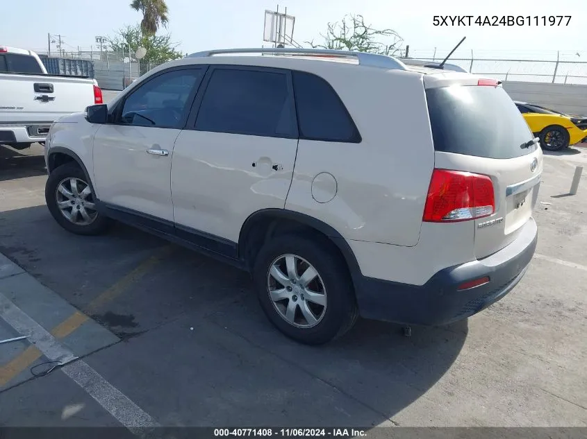 2011 Kia Sorento Lx V6 VIN: 5XYKT4A24BG111977 Lot: 40771408