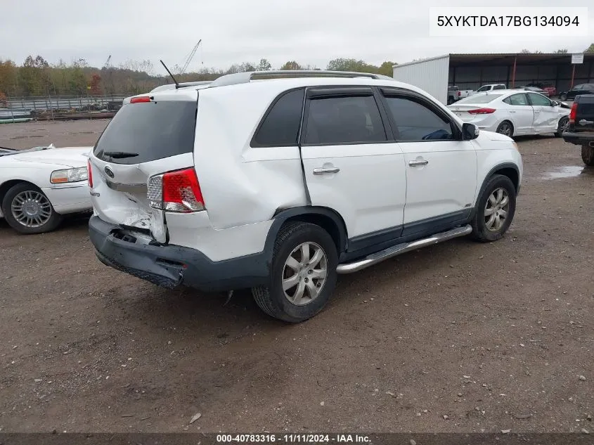 2011 Kia Sorento Lx VIN: 5XYKTDA17BG134094 Lot: 40783316