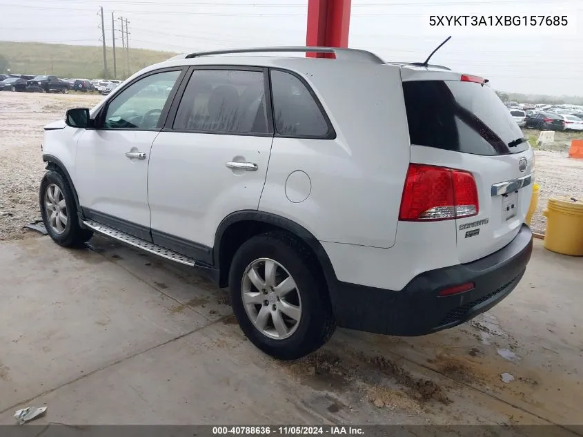 2011 Kia Sorento Lx VIN: 5XYKT3A1XBG157685 Lot: 40788636