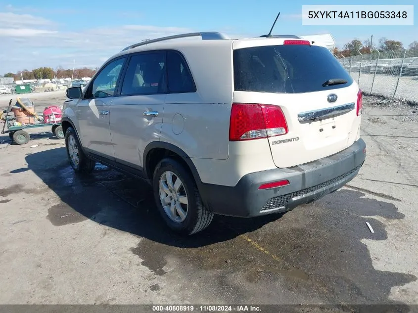 2011 Kia Sorento Lx VIN: 5XYKT4A11BG053348 Lot: 40808919