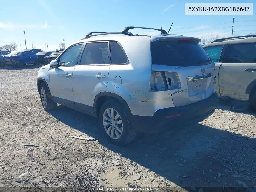 5XYKU4A2XBG186647 2011 Kia Sorento Ex V6