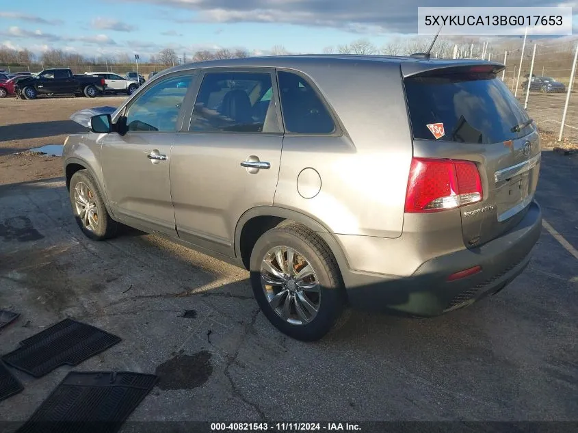 2011 Kia Sorento Ex VIN: 5XYKUCA13BG017653 Lot: 40821543