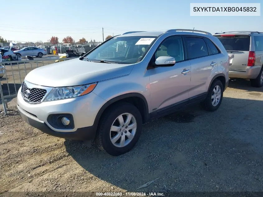 2011 Kia Sorento Lx VIN: 5XYKTDA1XBG045832 Lot: 40822083