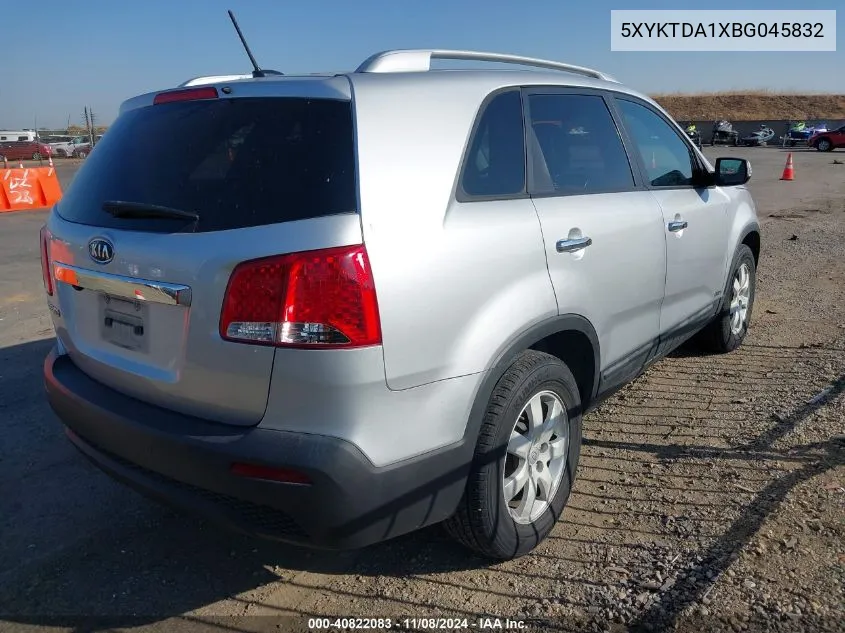 2011 Kia Sorento Lx VIN: 5XYKTDA1XBG045832 Lot: 40822083