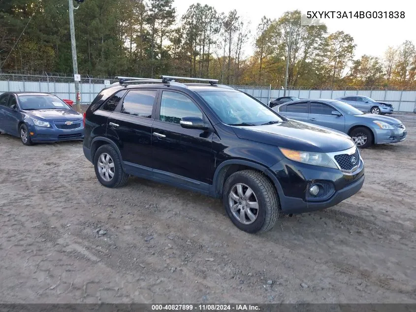 2011 Kia Sorento Lx VIN: 5XYKT3A14BG031838 Lot: 40827899