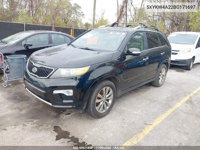 2011 Kia Sorento Sx V6 VIN: 5XYKW4A22BG171697 Lot: 40831909