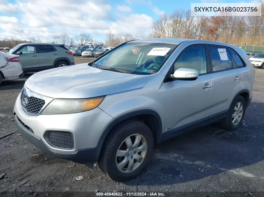 2011 Kia Sorento Lx VIN: 5XYKTCA16BG023756 Lot: 40840622