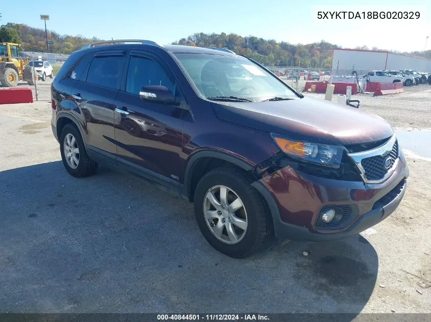 2011 Kia Sorento Lx VIN: 5XYKTDA18BG020329 Lot: 40844501