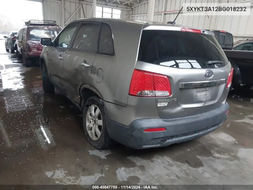 2011 Kia Sorento Lx VIN: 5XYKT3A12BG018232 Lot: 40847755