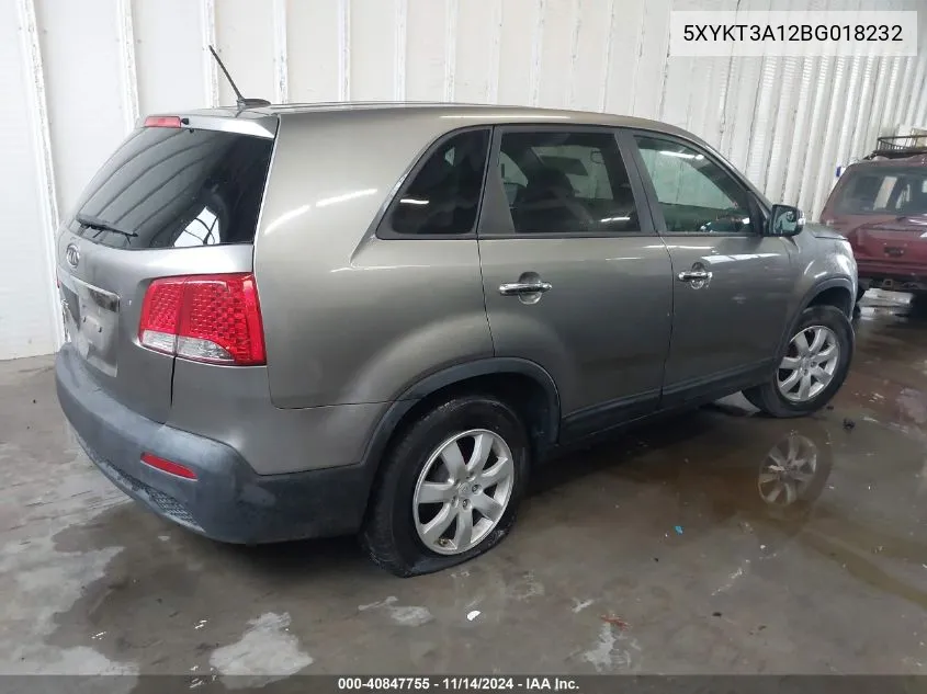 2011 Kia Sorento Lx VIN: 5XYKT3A12BG018232 Lot: 40847755