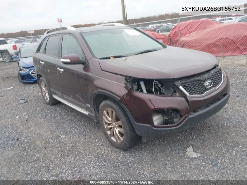 2011 Kia Sorento Ex V6 VIN: 5XYKUDA26BG155752 Lot: 40853576