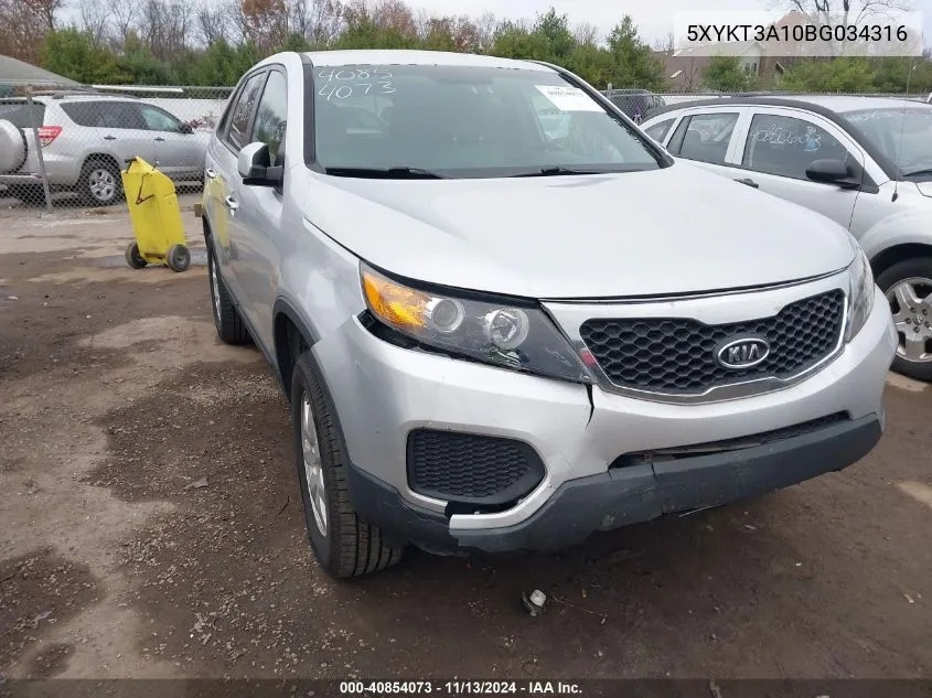 2011 Kia Sorento Lx VIN: 5XYKT3A10BG034316 Lot: 40854073