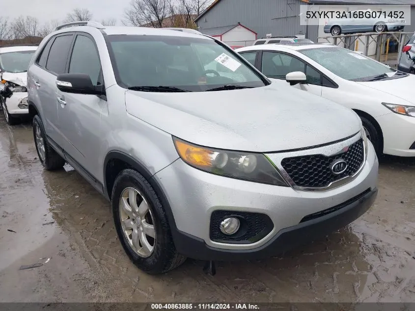 2011 Kia Sorento Lx VIN: 5XYKT3A16BG071452 Lot: 40863885