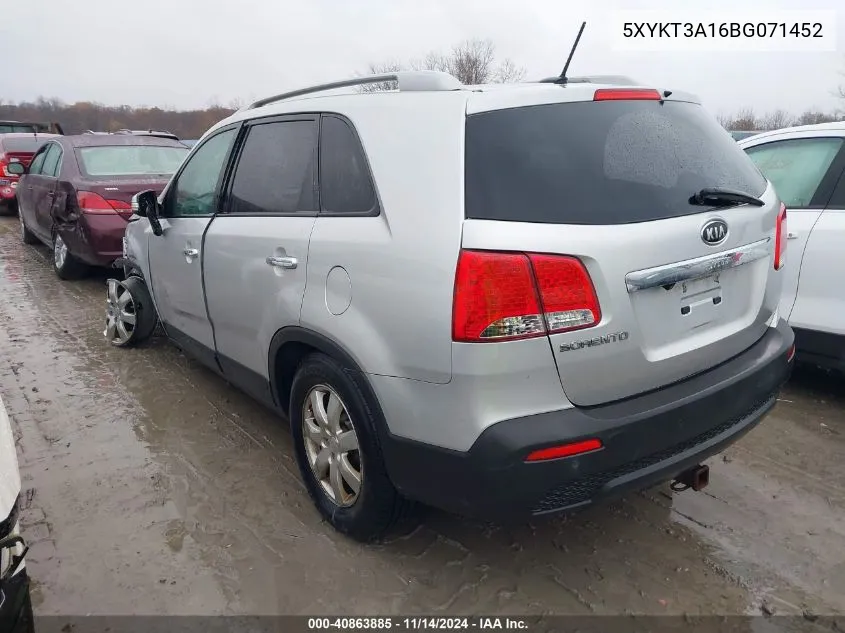 2011 Kia Sorento Lx VIN: 5XYKT3A16BG071452 Lot: 40863885