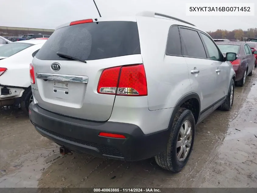 2011 Kia Sorento Lx VIN: 5XYKT3A16BG071452 Lot: 40863885