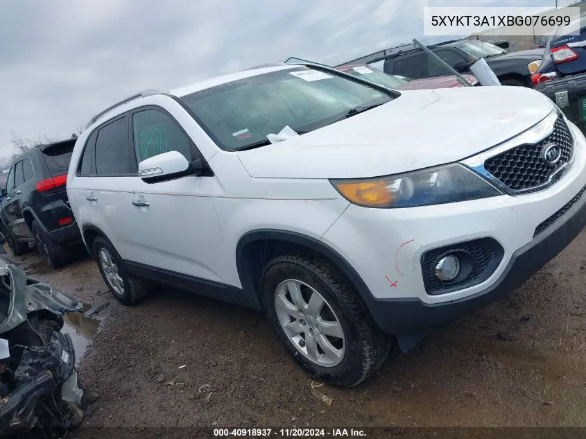 2011 Kia Sorento Lx VIN: 5XYKT3A1XBG076699 Lot: 40918937