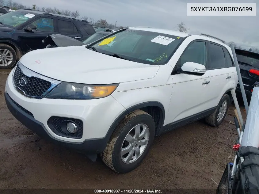 2011 Kia Sorento Lx VIN: 5XYKT3A1XBG076699 Lot: 40918937