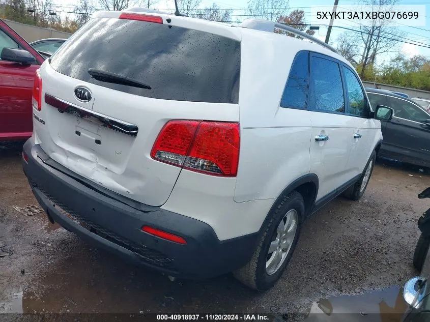 2011 Kia Sorento Lx VIN: 5XYKT3A1XBG076699 Lot: 40918937