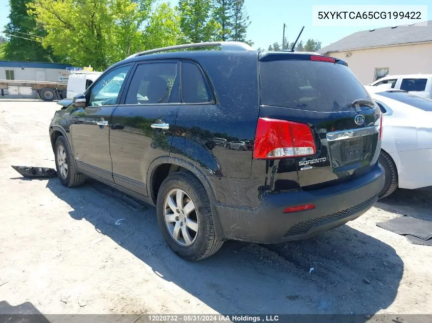 2012 Kia Sorento Lx VIN: 5XYKTCA65CG199422 Lot: 12020732