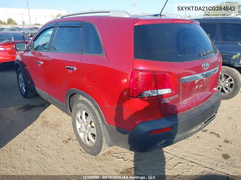 2012 Kia Sorento VIN: 5XYKTDA21CG284843 Lot: 12100098