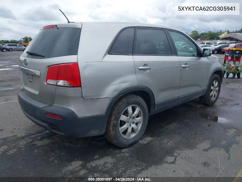 2012 Kia Sorento Lx VIN: 5XYKTCA62CG305941 Lot: 39301897