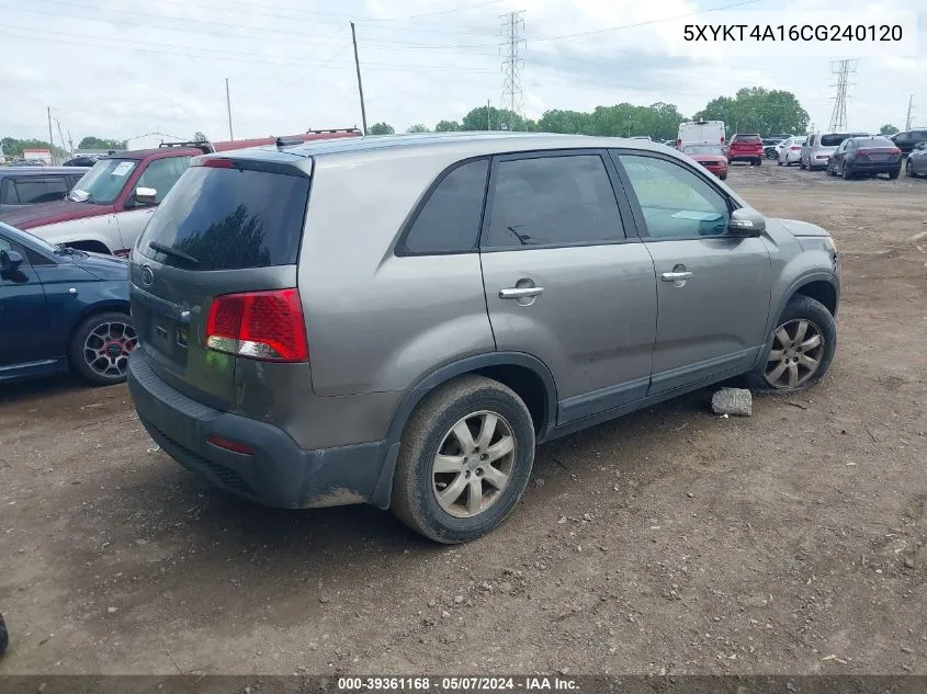 5XYKT4A16CG240120 2012 Kia Sorento Lx