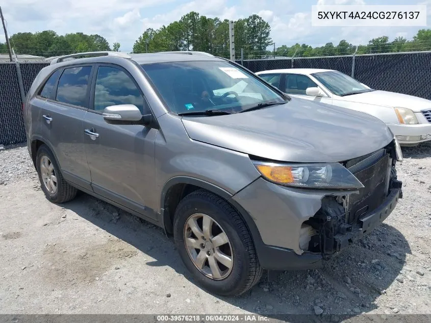 2012 Kia Sorento Lx V6 VIN: 5XYKT4A24CG276137 Lot: 39576218