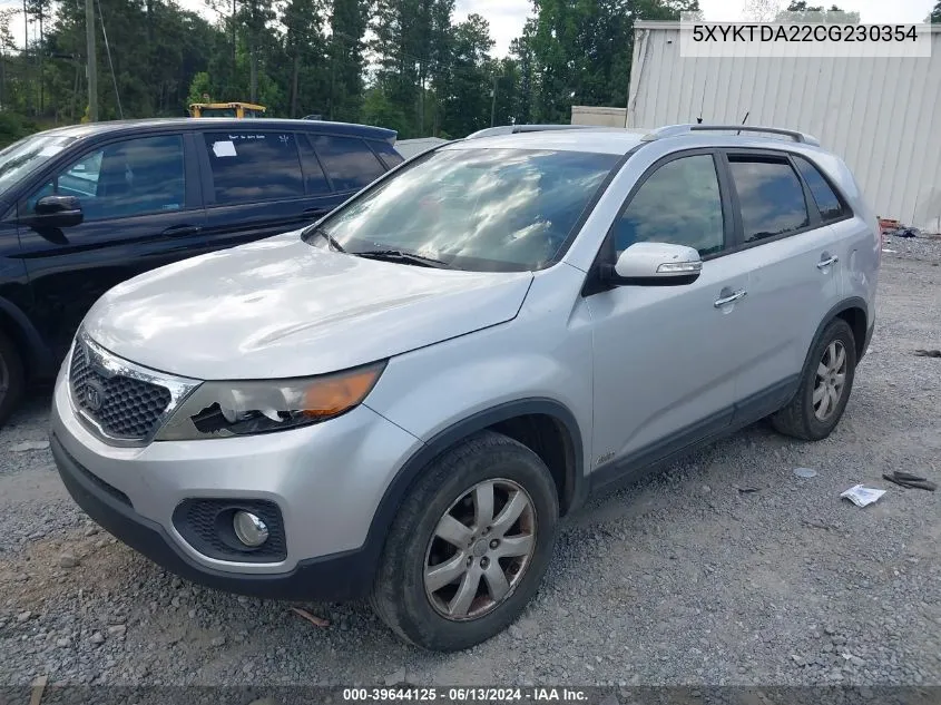 2012 Kia Sorento Lx V6 VIN: 5XYKTDA22CG230354 Lot: 39644125