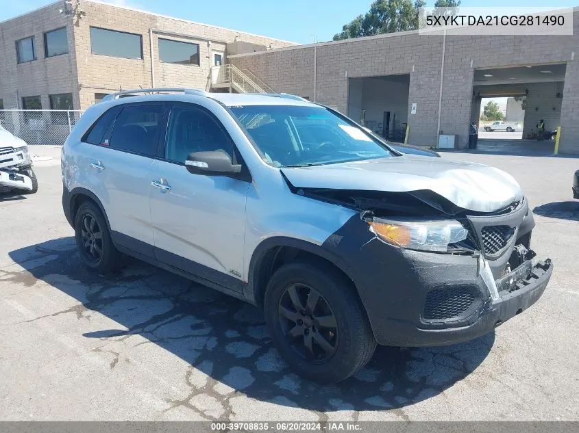 2012 Kia Sorento Lx V6 VIN: 5XYKTDA21CG281490 Lot: 39708835