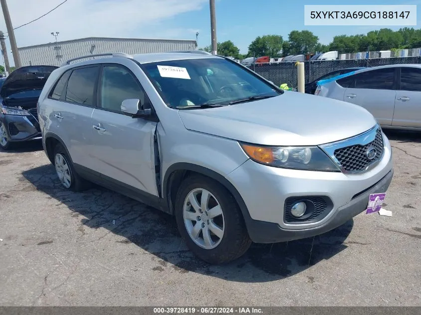 2012 Kia Sorento Lx VIN: 5XYKT3A69CG188147 Lot: 39728419