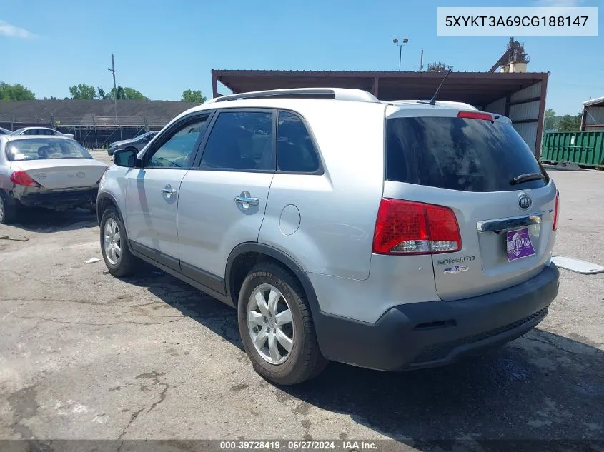 2012 Kia Sorento Lx VIN: 5XYKT3A69CG188147 Lot: 39728419