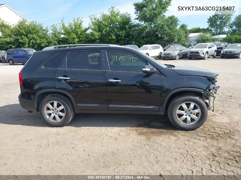 2012 Kia Sorento Lx VIN: 5XYKT3A63CG215407 Lot: 39750192