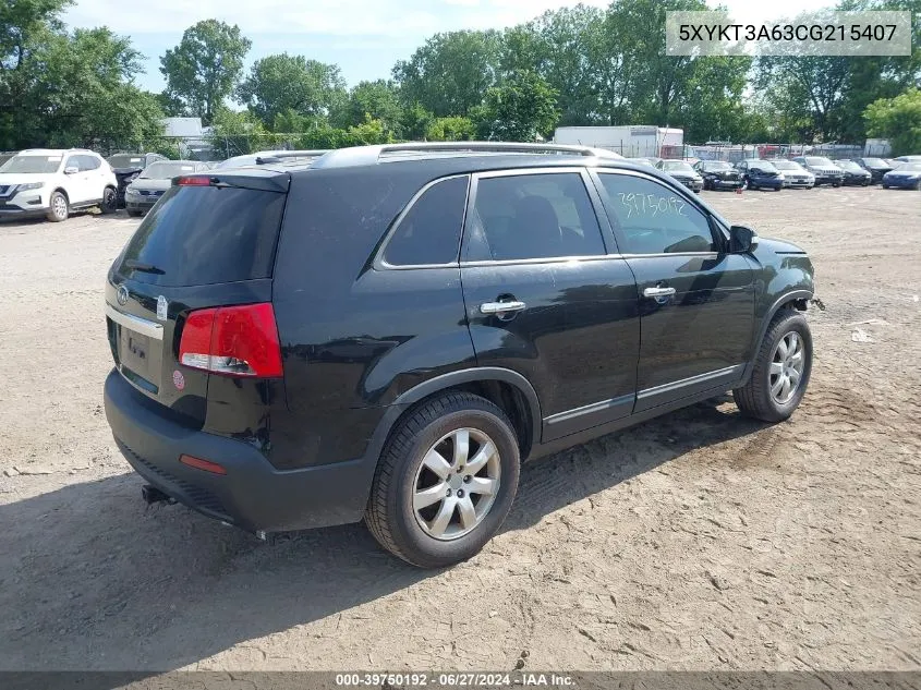 2012 Kia Sorento Lx VIN: 5XYKT3A63CG215407 Lot: 39750192