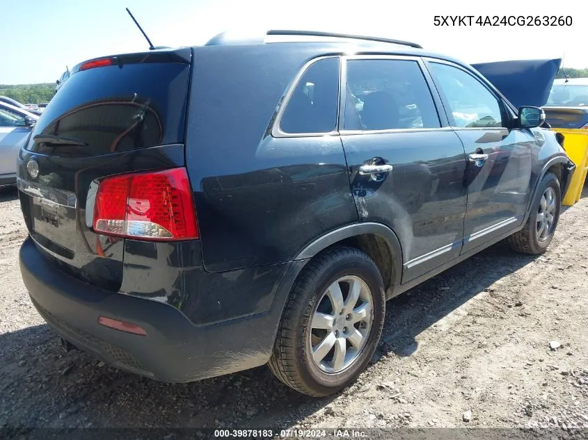 2012 Kia Sorento Lx V6 VIN: 5XYKT4A24CG263260 Lot: 39878183