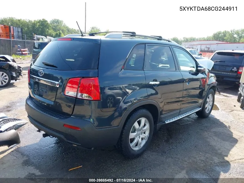 2012 Kia Sorento Lx VIN: 5XYKTDA68CG244911 Lot: 39885492