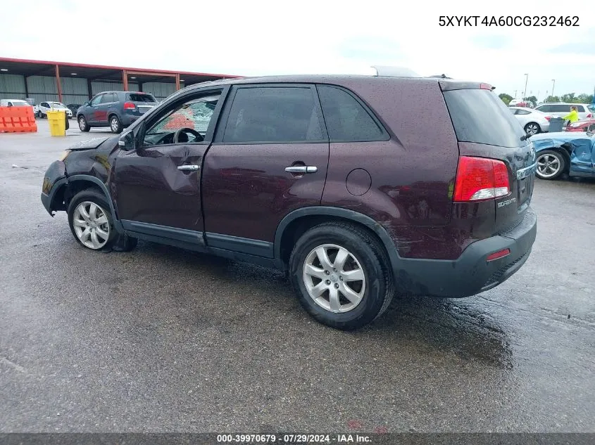 2012 Kia Sorento Lx VIN: 5XYKT4A60CG232462 Lot: 39970679