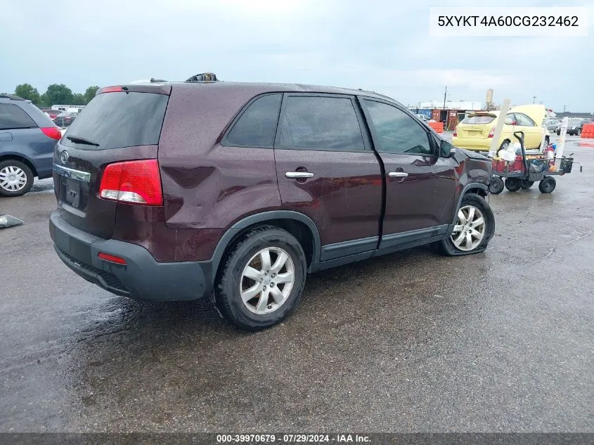 2012 Kia Sorento Lx VIN: 5XYKT4A60CG232462 Lot: 39970679