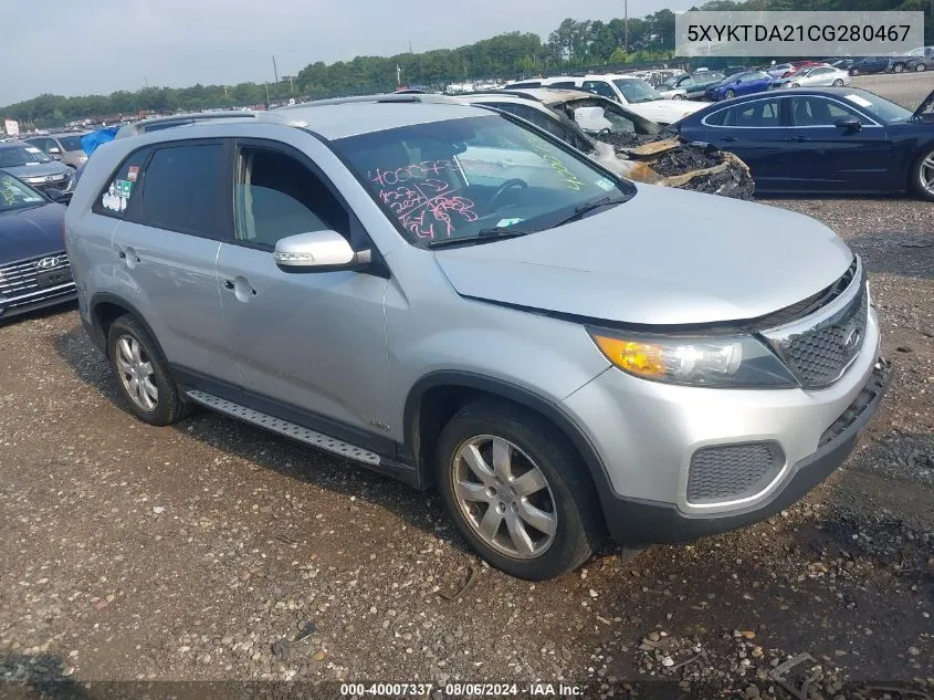 2012 Kia Sorento Lx V6 VIN: 5XYKTDA21CG280467 Lot: 40007337