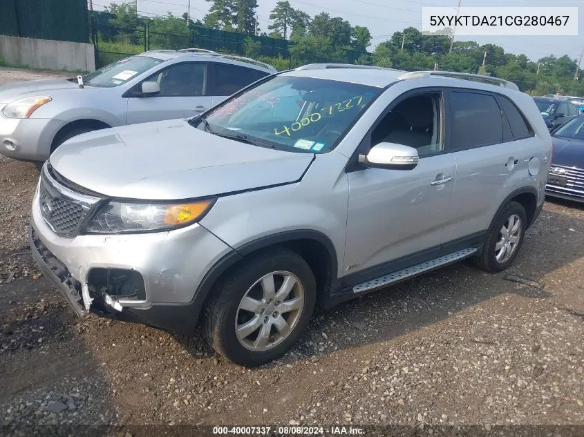 2012 Kia Sorento Lx V6 VIN: 5XYKTDA21CG280467 Lot: 40007337